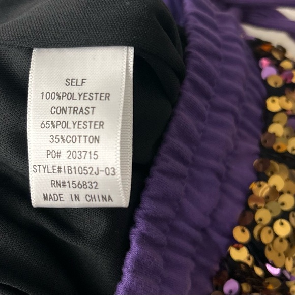 Bibi sequined joggers, Mardi Gras colors, purple, green and gold. Women’s large. - Picture 7 of 7